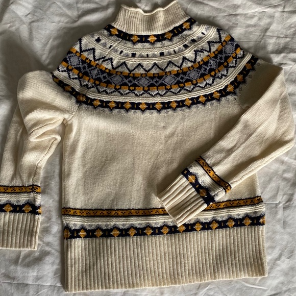 J. Crew Fair Isle Cream/Blue/Yellow  Rollneck Sweater, XXS - Picture 3 of 6